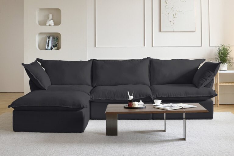 Black soft-spot modern sectional sofa