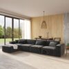 130-Black 4-Seater L-shaped Sofa side