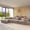 130-Brown 4-Seater L-shaped Sofa side