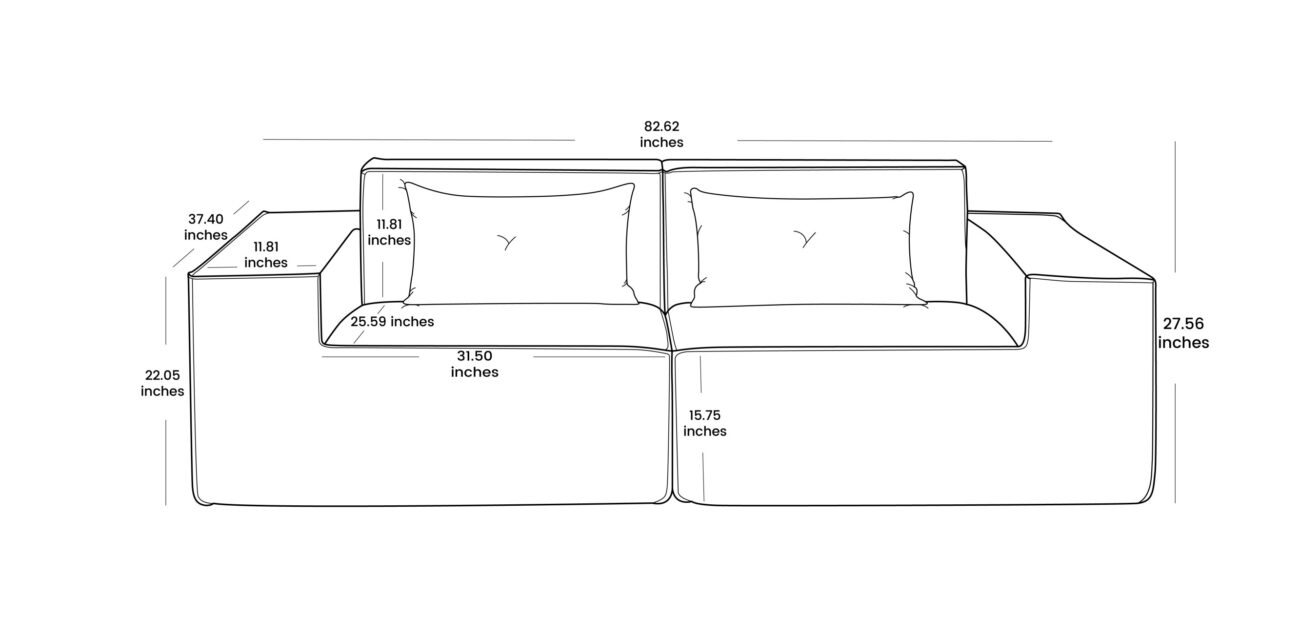 130 Vita loveseat sofa size