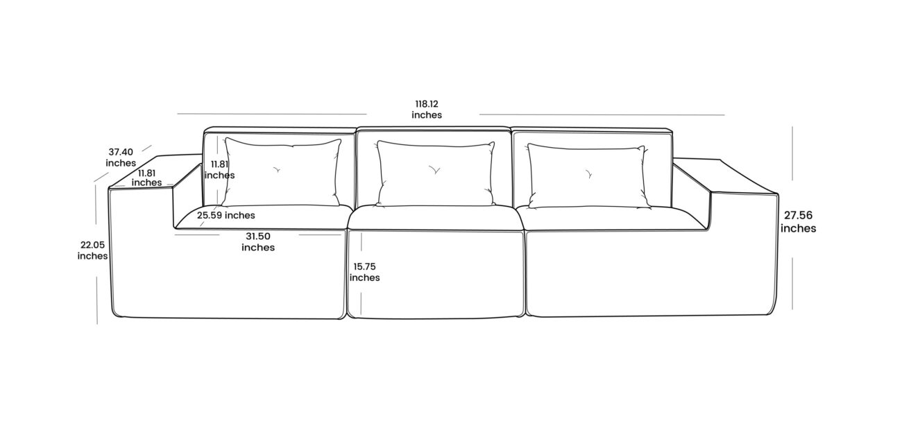 130 Vita sofa 3-seater size