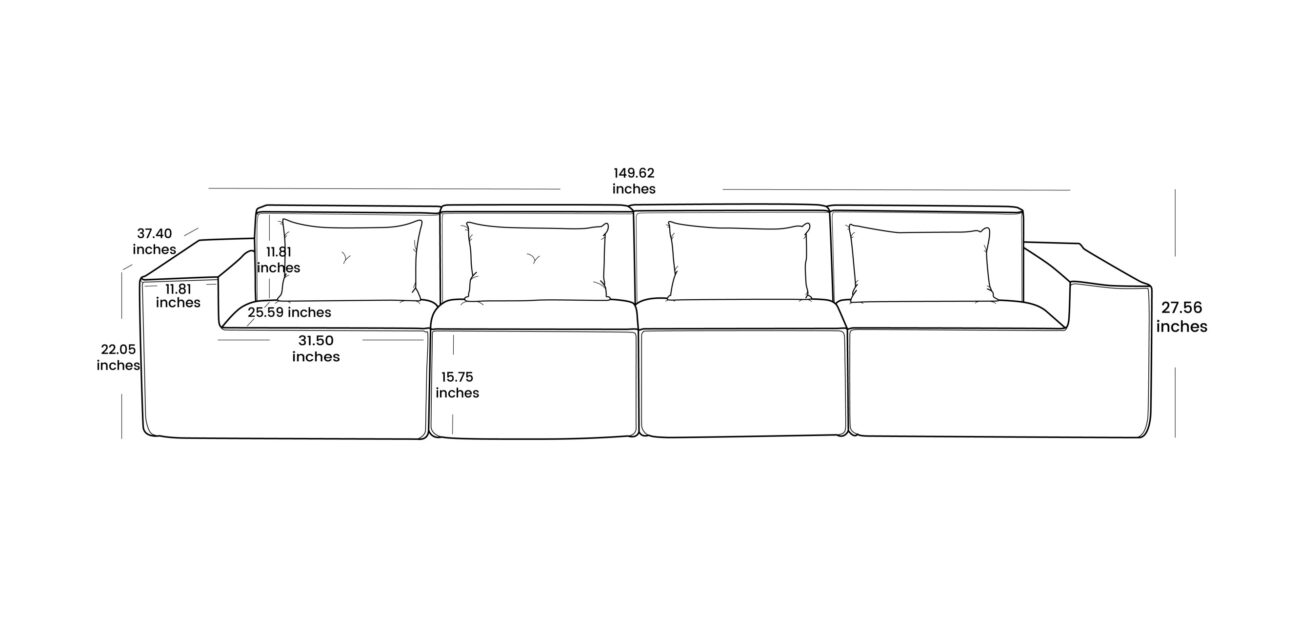 130 Vita sofa 4-seater size