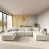 130 beige 4-Seater U-shaped Sofa P