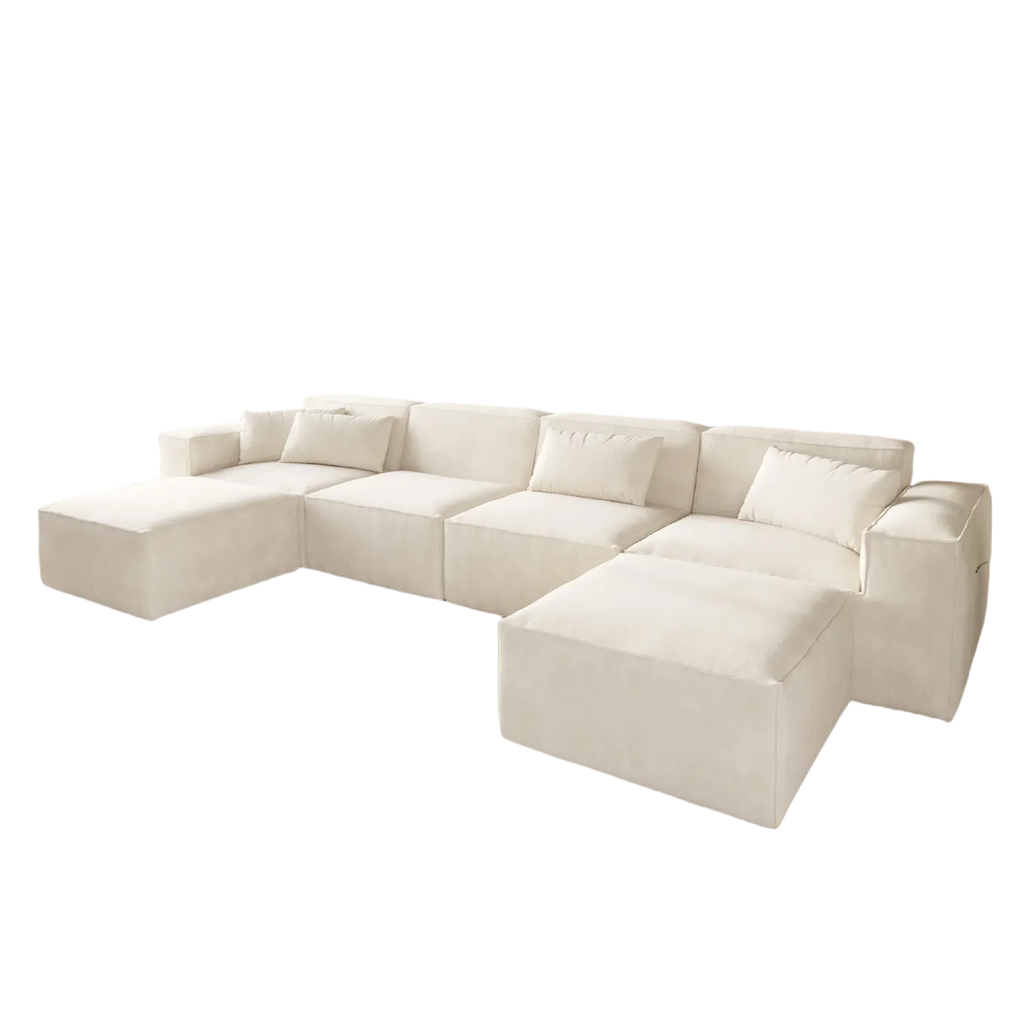Spacious Cloud Velvet U-Shaped Sectionals 6-Seaters