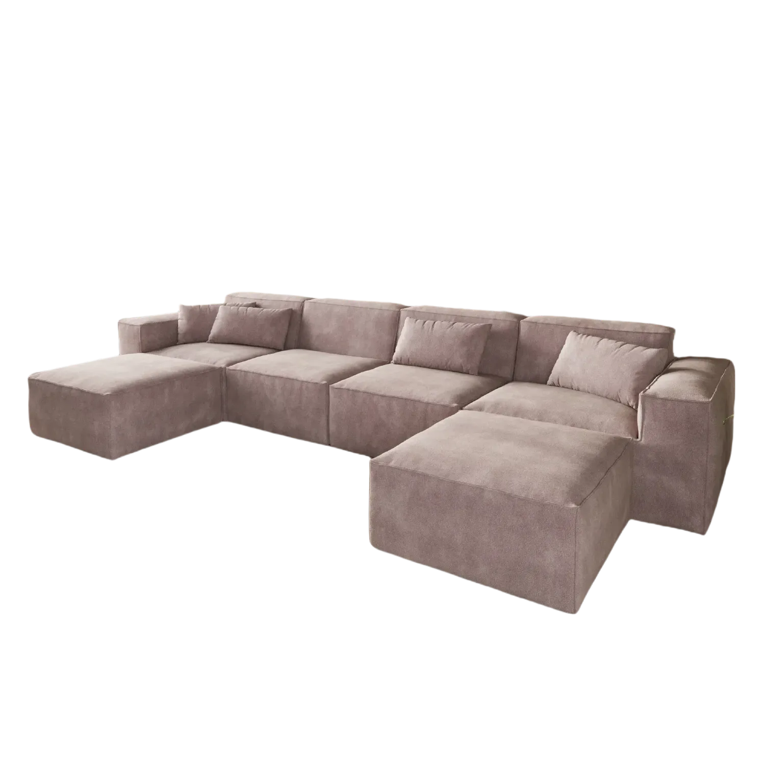 Spacious Cloud Velvet U-Shaped Sectionals 6-Seaters
