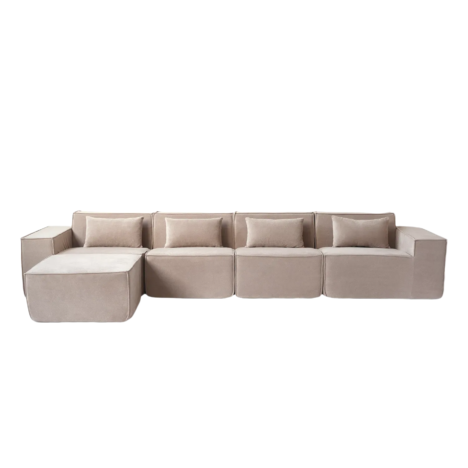 4-Seater Cloud Velvet Sectional Couch L-Shaped Chaise