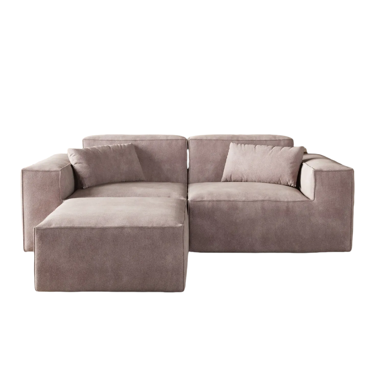 Cozy Compact Cloud Velvet L-Shaped Sectionals 3-Seaters