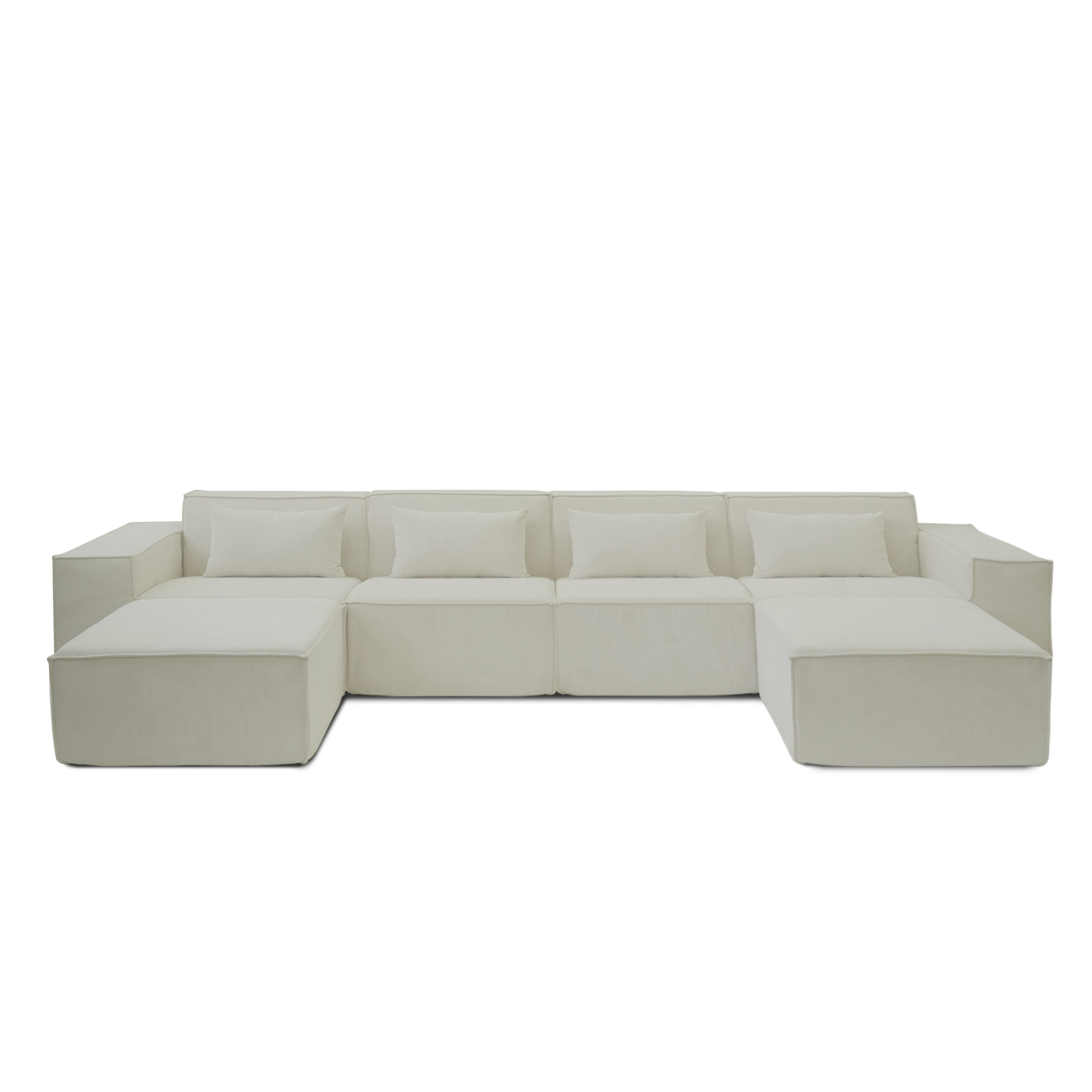 Urban Plus | 4-Seater Corduroy U-Shaped Sectional Couch Set