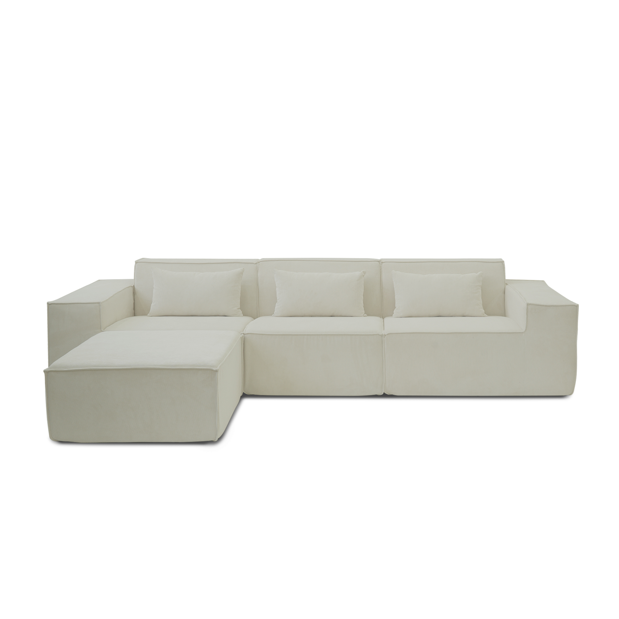 Urban Plus | 3-Seater Corduroy L-Shaped Modular Sectional Sofa Chaise