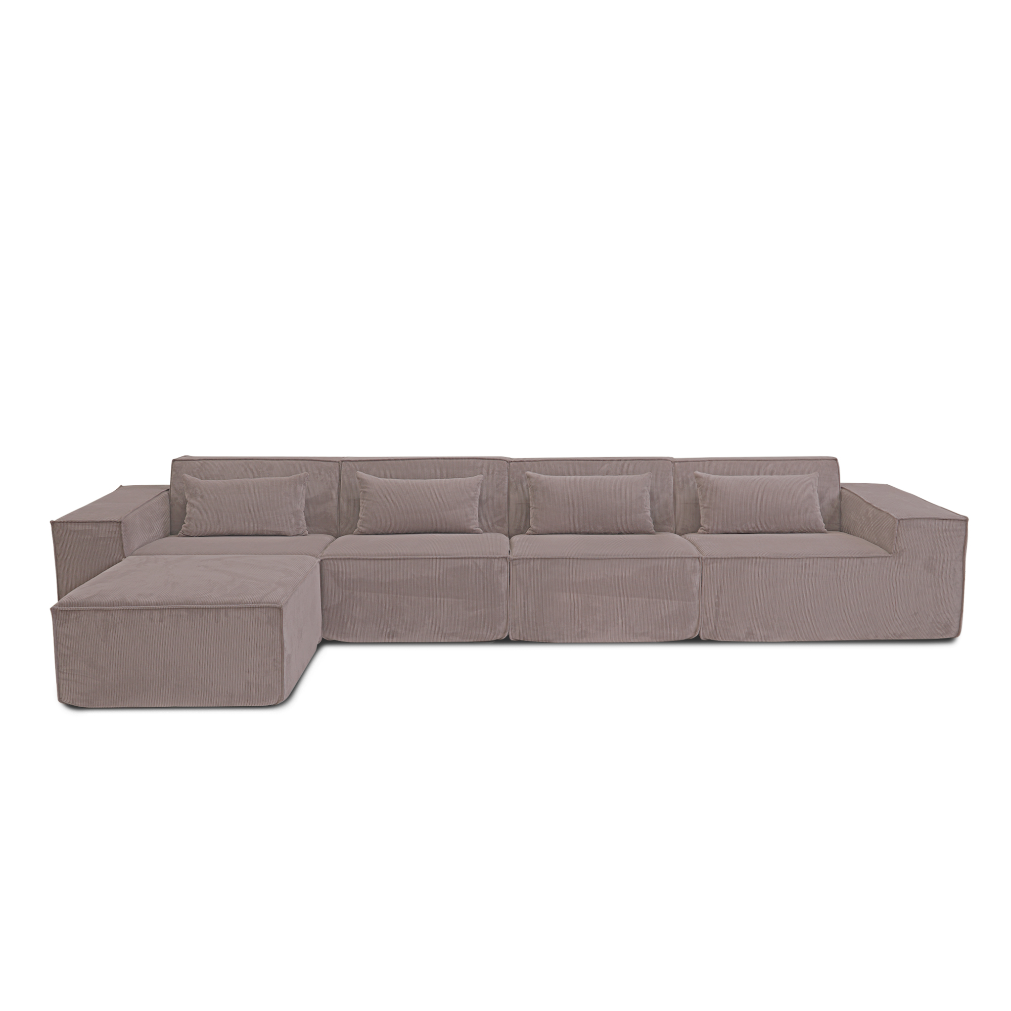 Urban Plus | 4-Seater Corduroy Sectional Couch L-Shaped Chaise