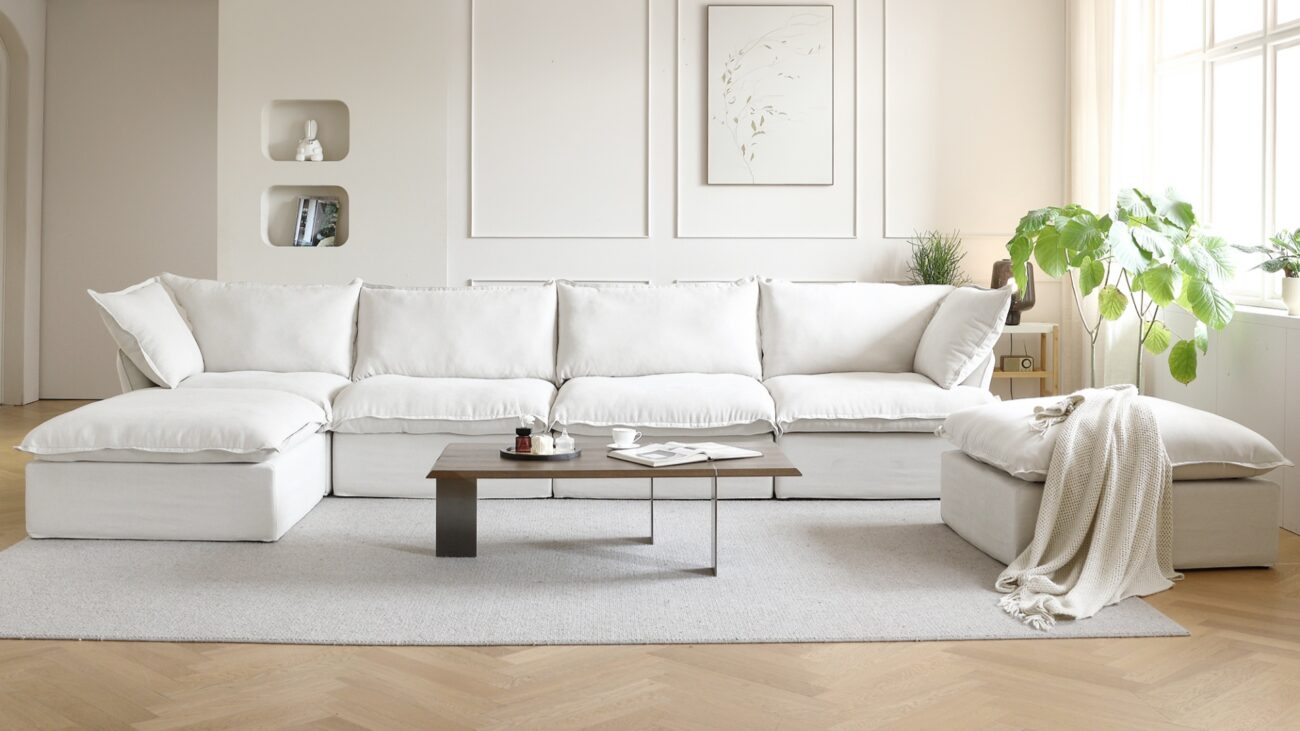 white modern sectional sofa for modern living room