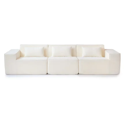 Urban Plus Beige 3 Seater Cloud Velvet Sofa 130(1)