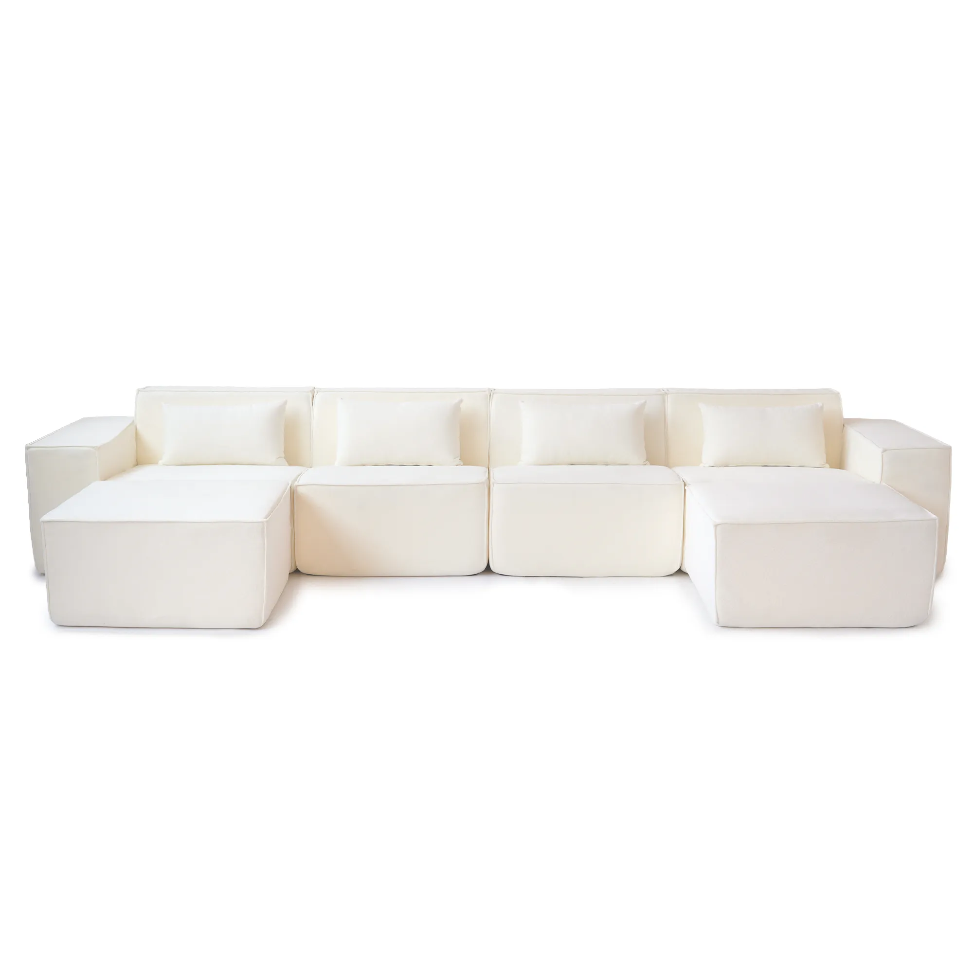 http://Urban%20Plus%20Beige%204%20Seater%20U%20Shaped%20Cloud%20Velvet%20Sofa%20130