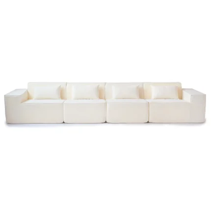Urban Plus Beige 4 Seater Cloud Velvet Sofa 130(1)