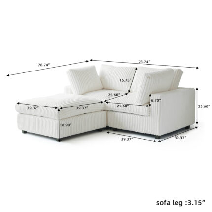 141Bunny sofa loveseat with 1 ottoman size