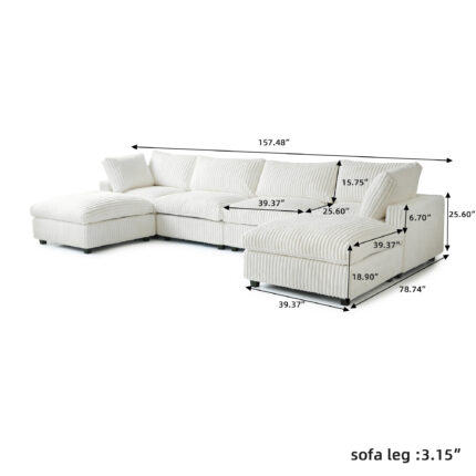 Bunny | Faux Rabbit Fur Sectional Sofa U-Shaped