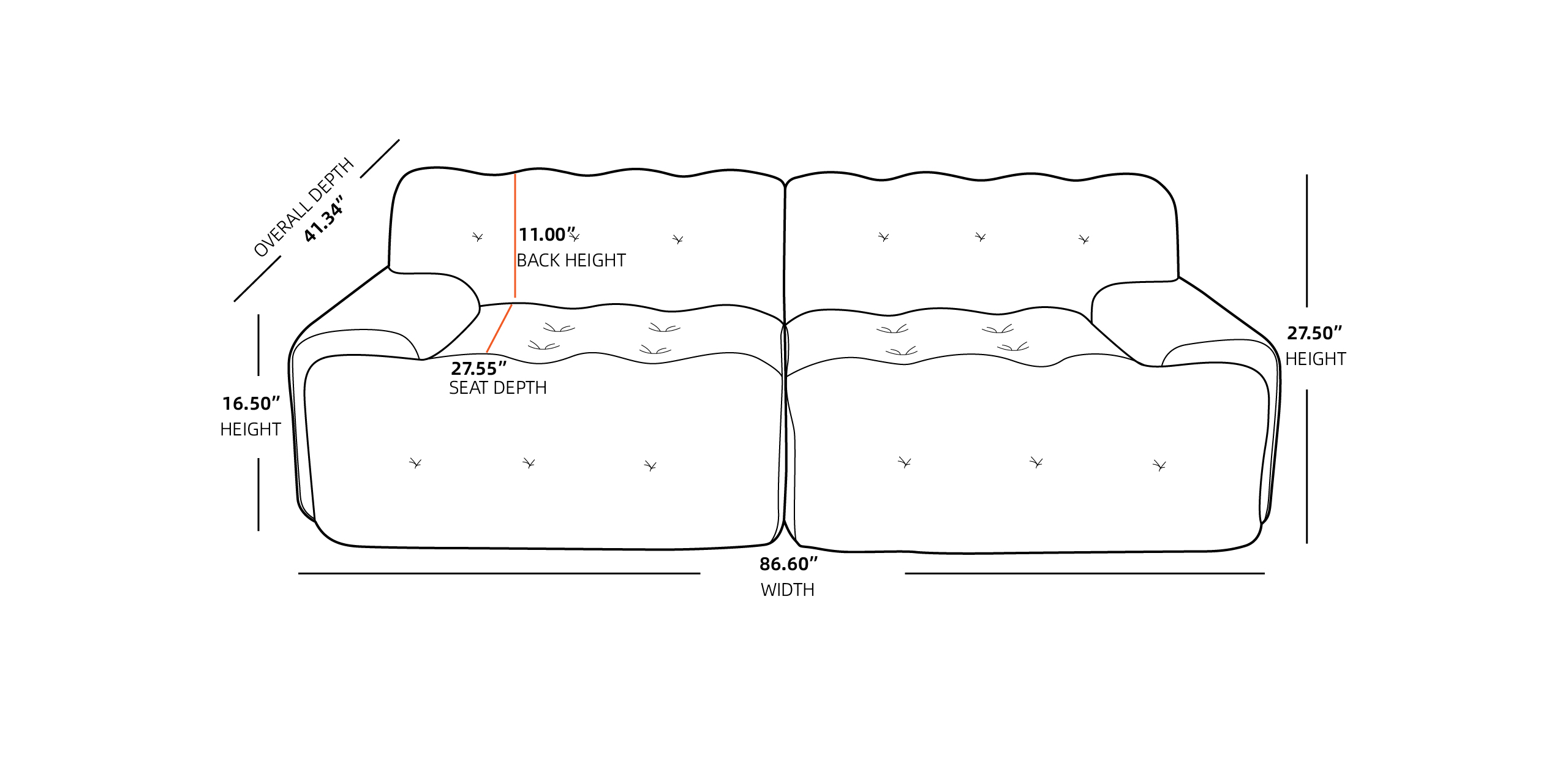 bubble sofa dimensions