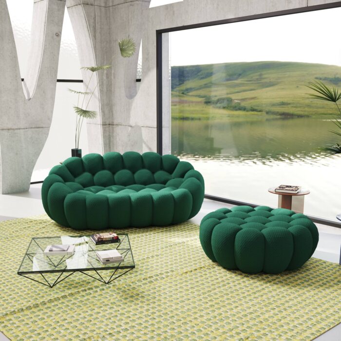 133 green loveseat with 1 ottoman01