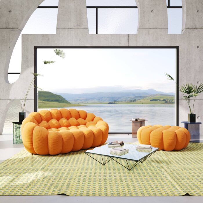 133 orange loveseat with 1 ottoman02