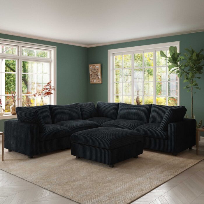 141BK v-shaped sofa with ottoman