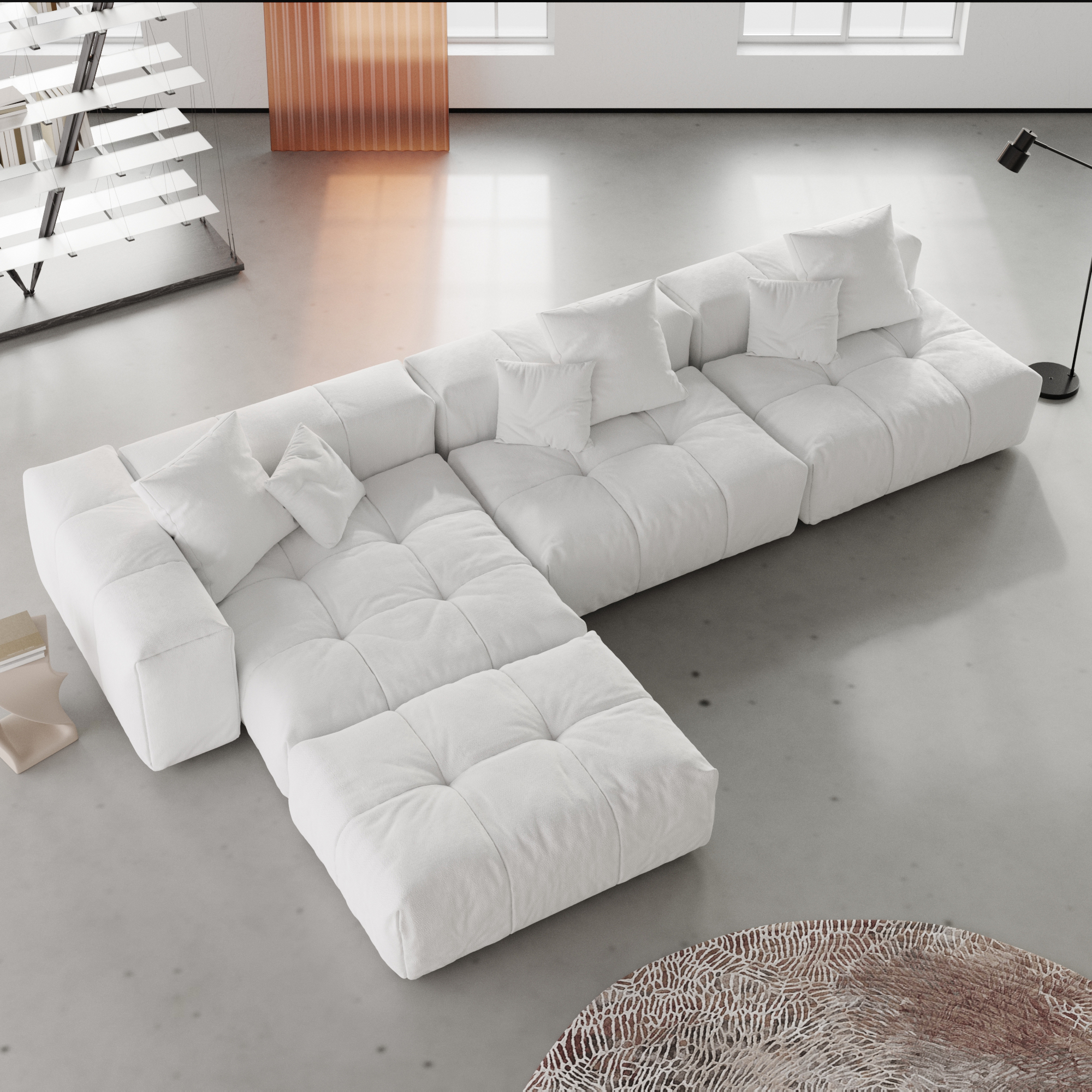 Pixel Classic | Three Seater Sofa With Ottoman L-Shaped