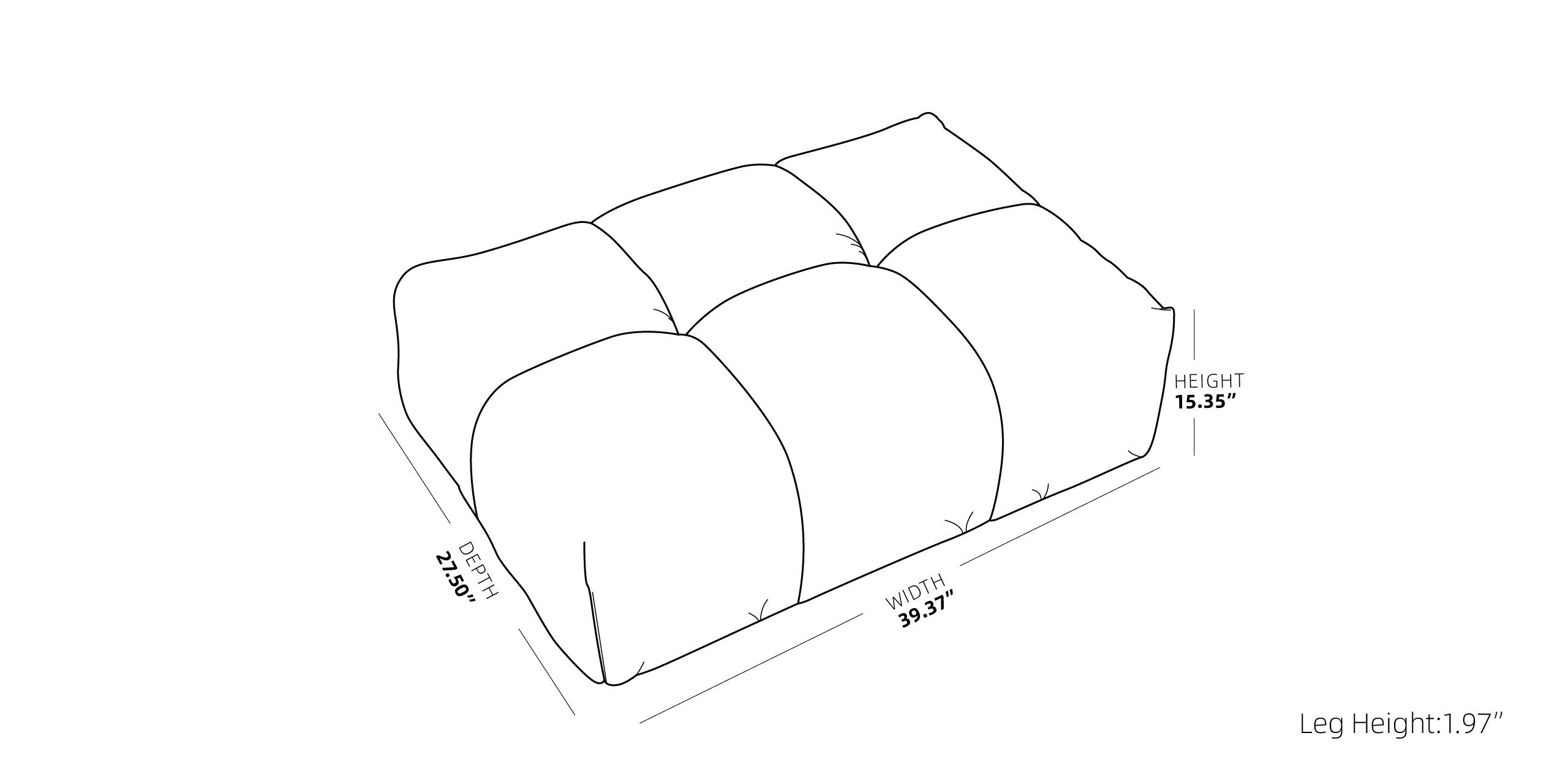 Pixel Classic Sectional Single Module Ottoman Dimensions