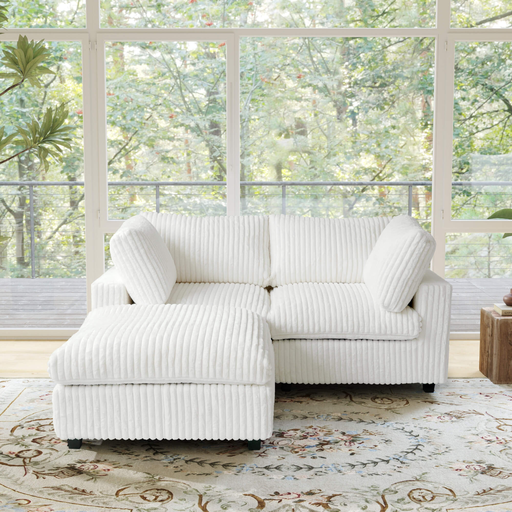 Sky Cloud Pro | Plush Sectional Loveseat with 1 Ottoman with Sofa Covers