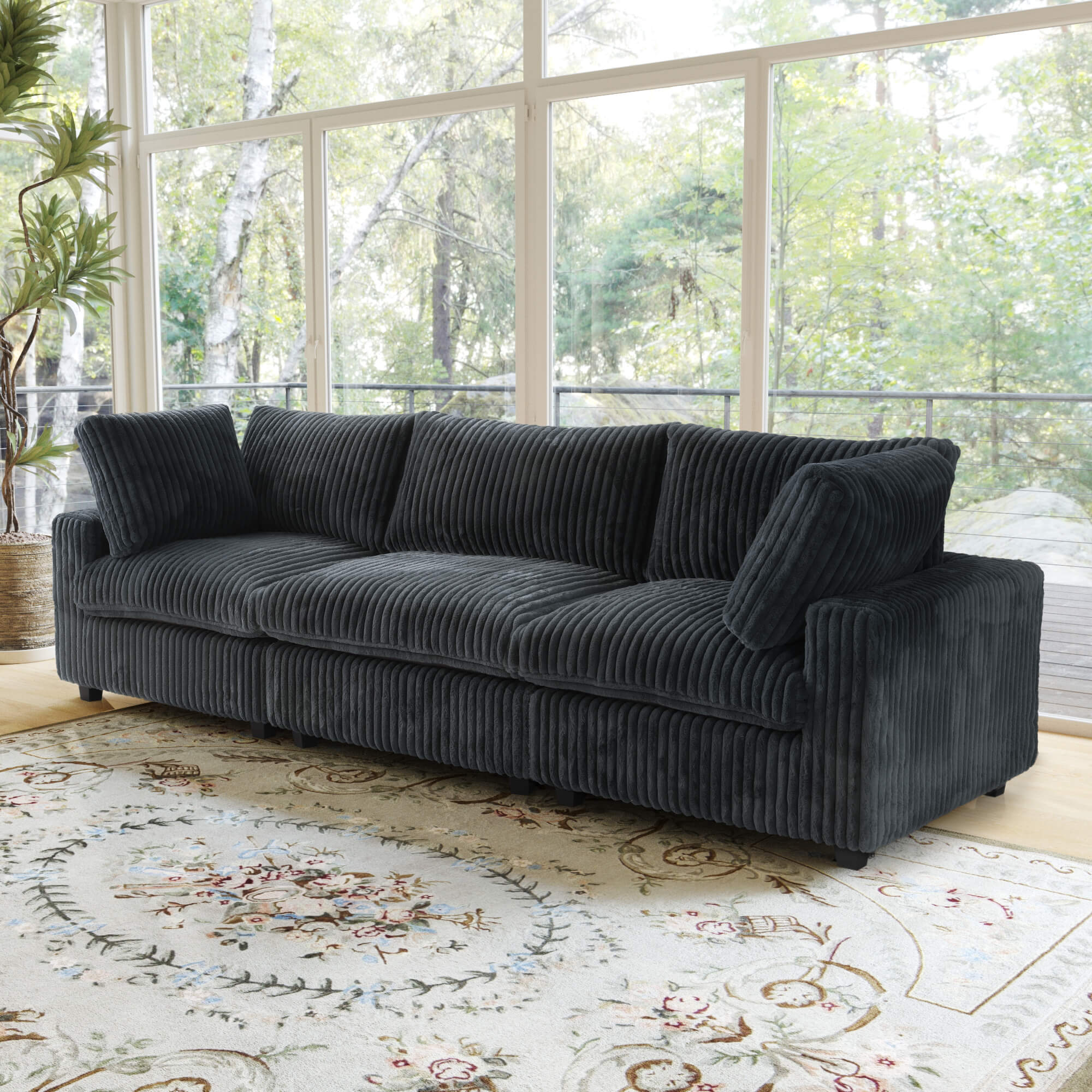 Sky Cloud Pro | Plush Sectional 3-Seater Deep Seat Sofa with Sofa Cover