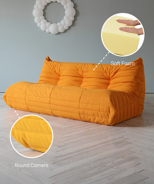 Caterpillar Modern Armless Sofa Kid-Friendly