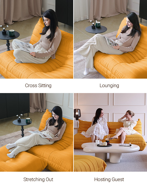 Caterpillar Modern Armless Sofa Positions