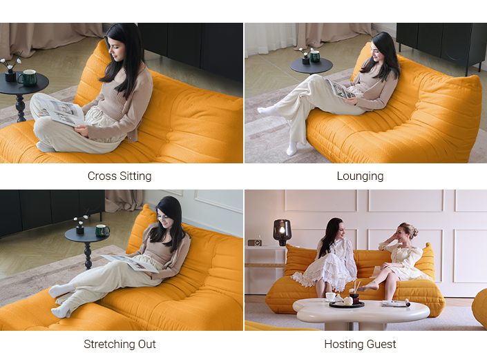 Caterpillar Modern Armless Sofa Positions