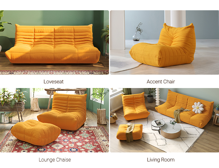 Caterpillar Modern Armless Sofa Scenes