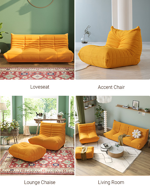 Caterpillar Modern Armless Sofa Scenes