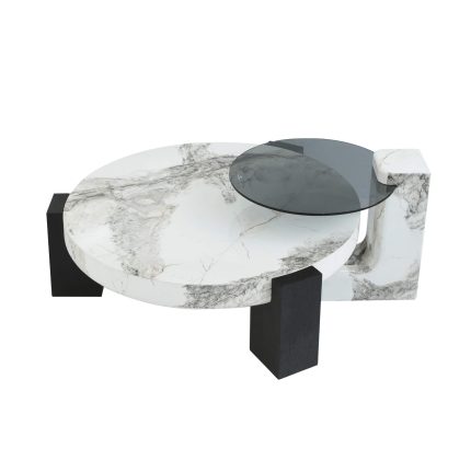 white coffee table with side table