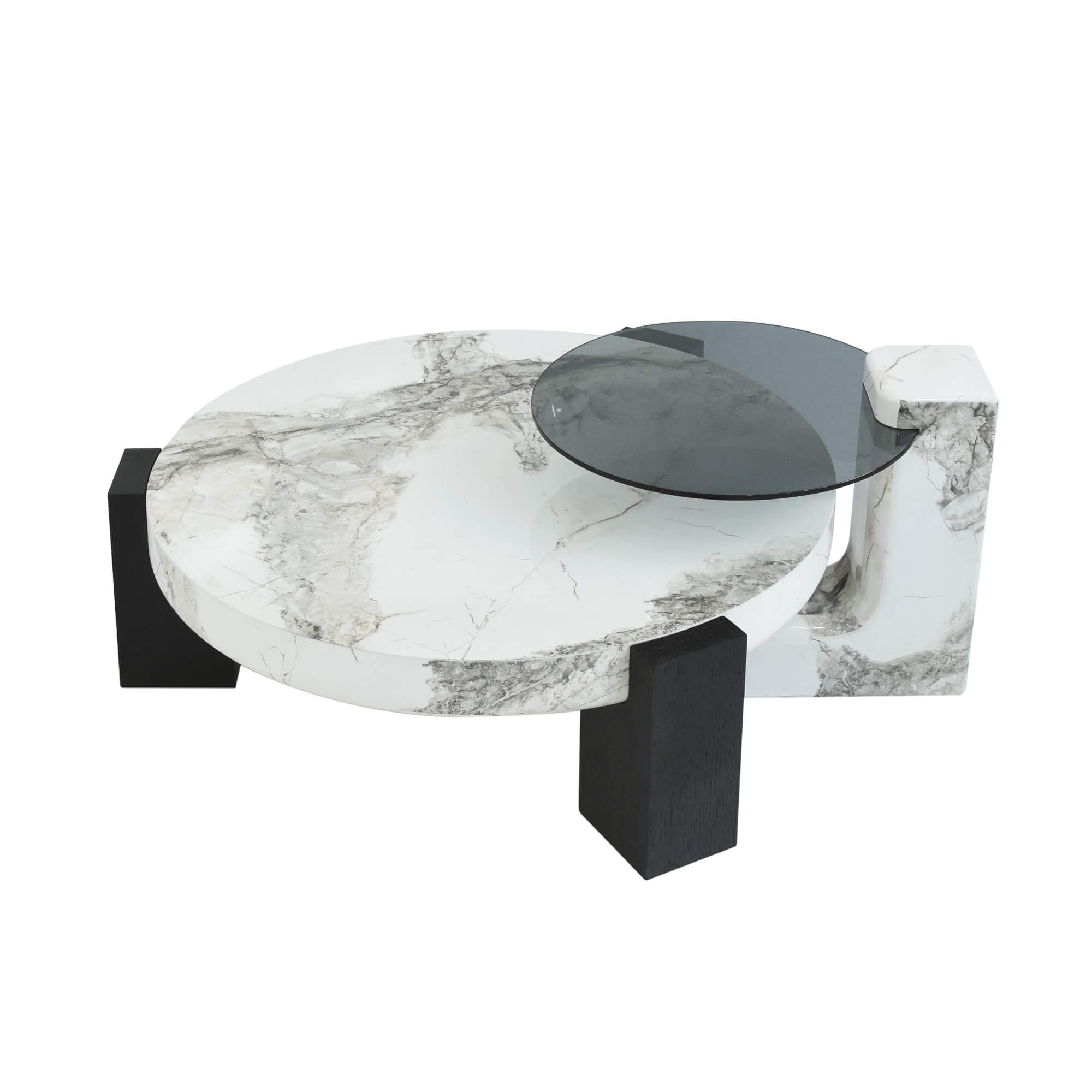 Bianco White Coffee Table with Side Table