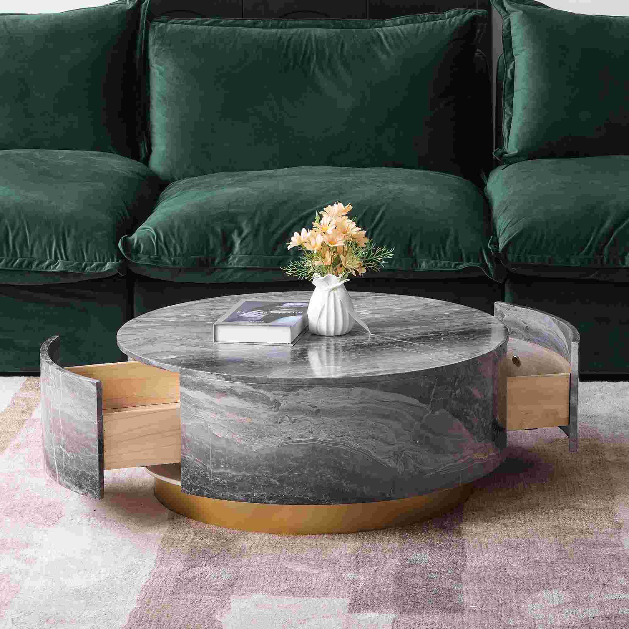 Tavola Fiorita Round Coffee Table Black and Grey