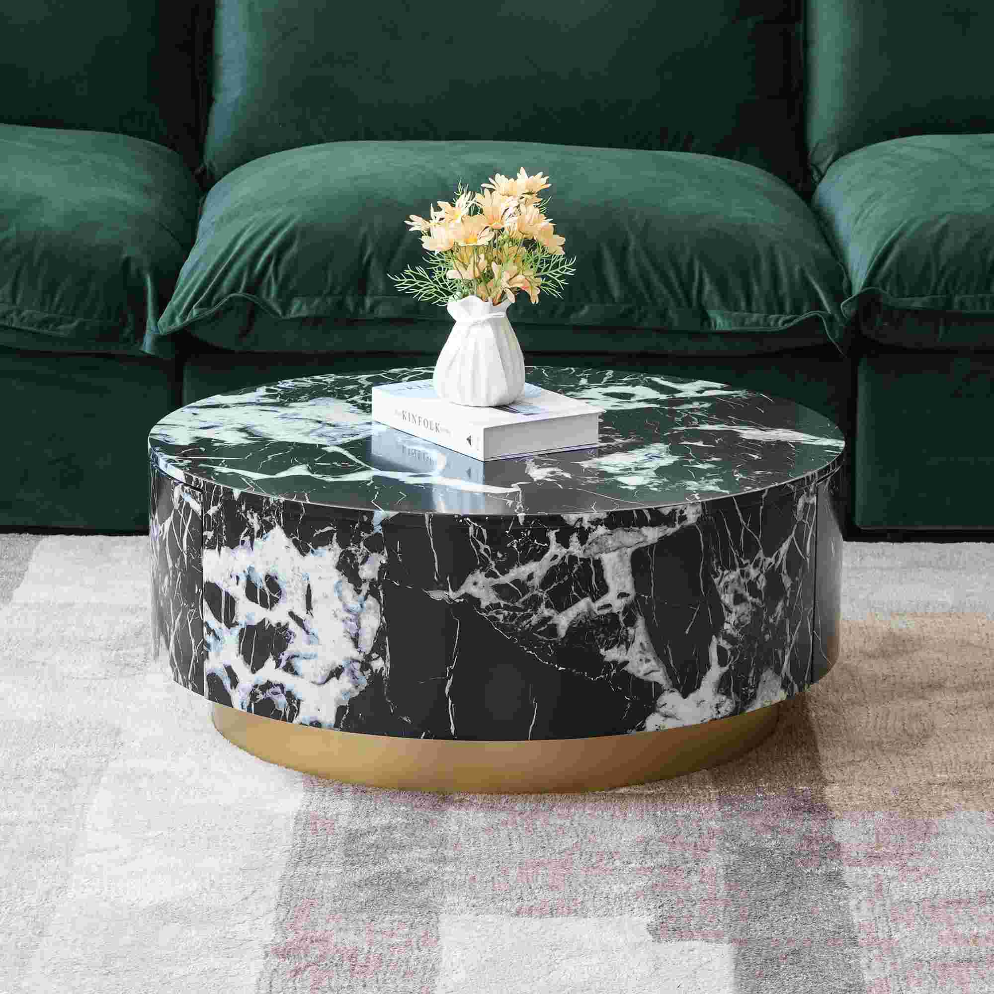 Tavola Fiorita Round Coffee Table Black and Grey