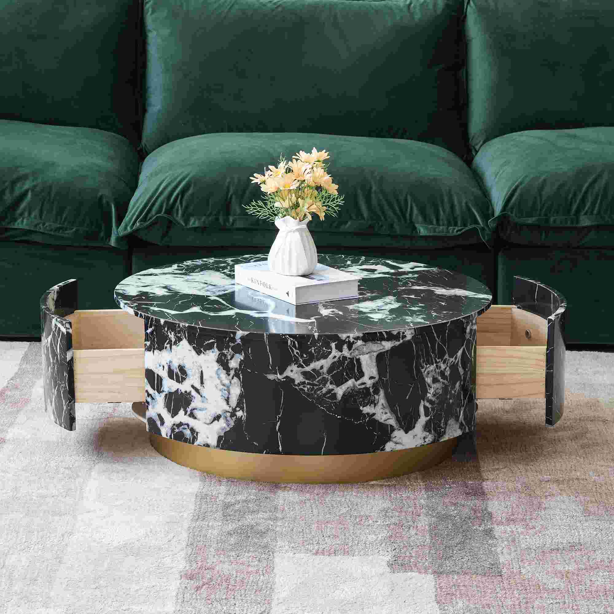 Tavola Fiorita Round Coffee Table Black and Grey