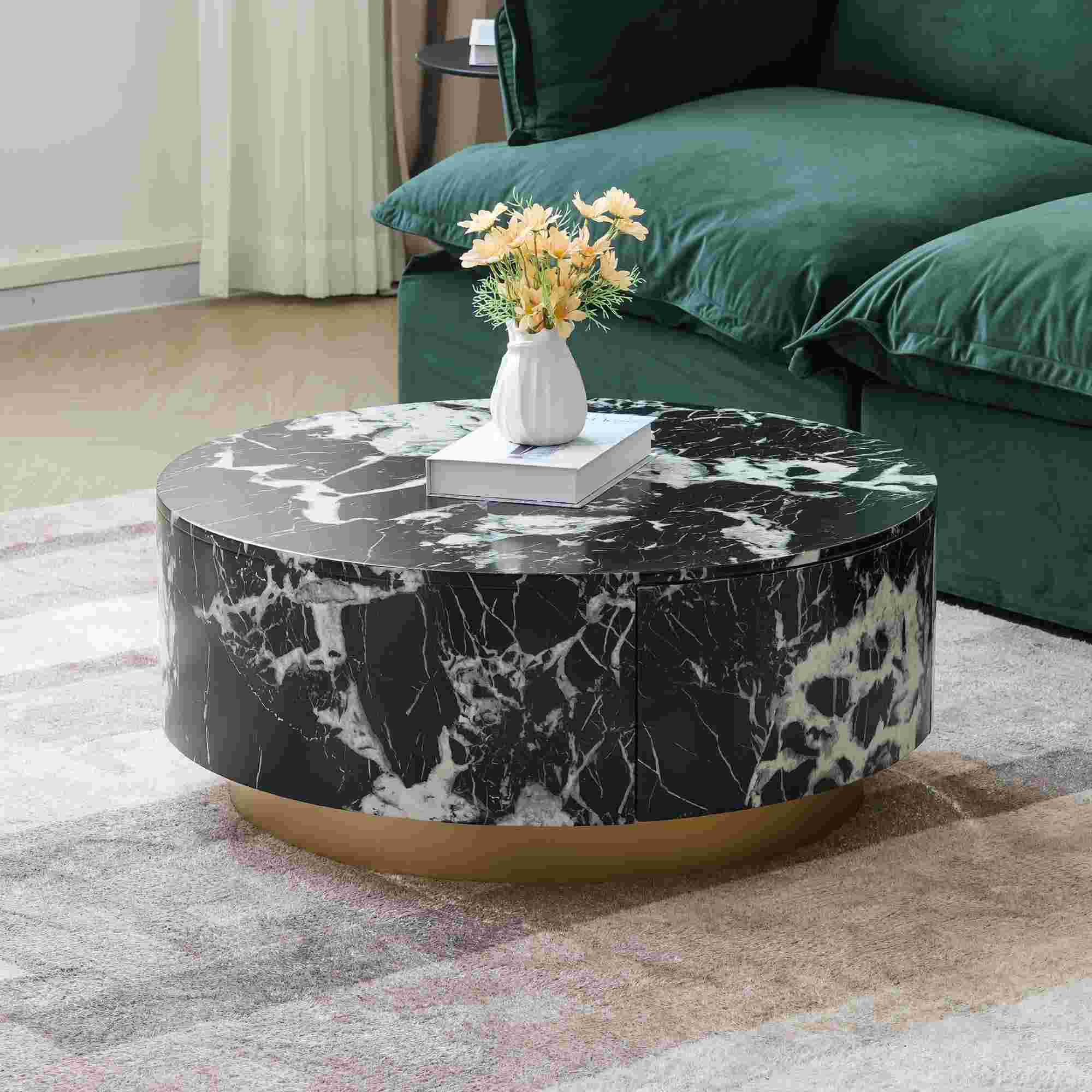 Tavola Fiorita Round Coffee Table Black and Grey