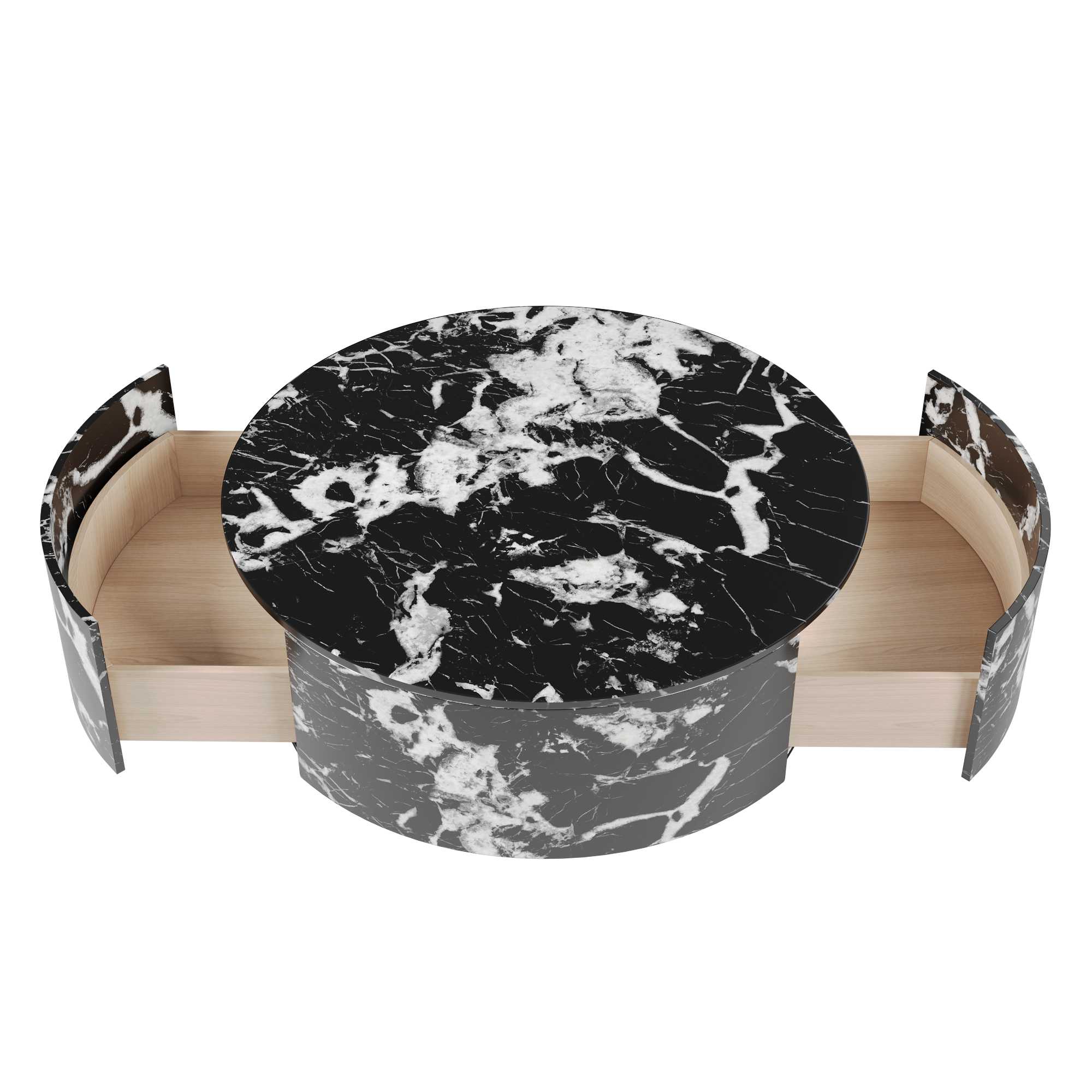 Tavola Fiorita Round Coffee Table Black and Grey