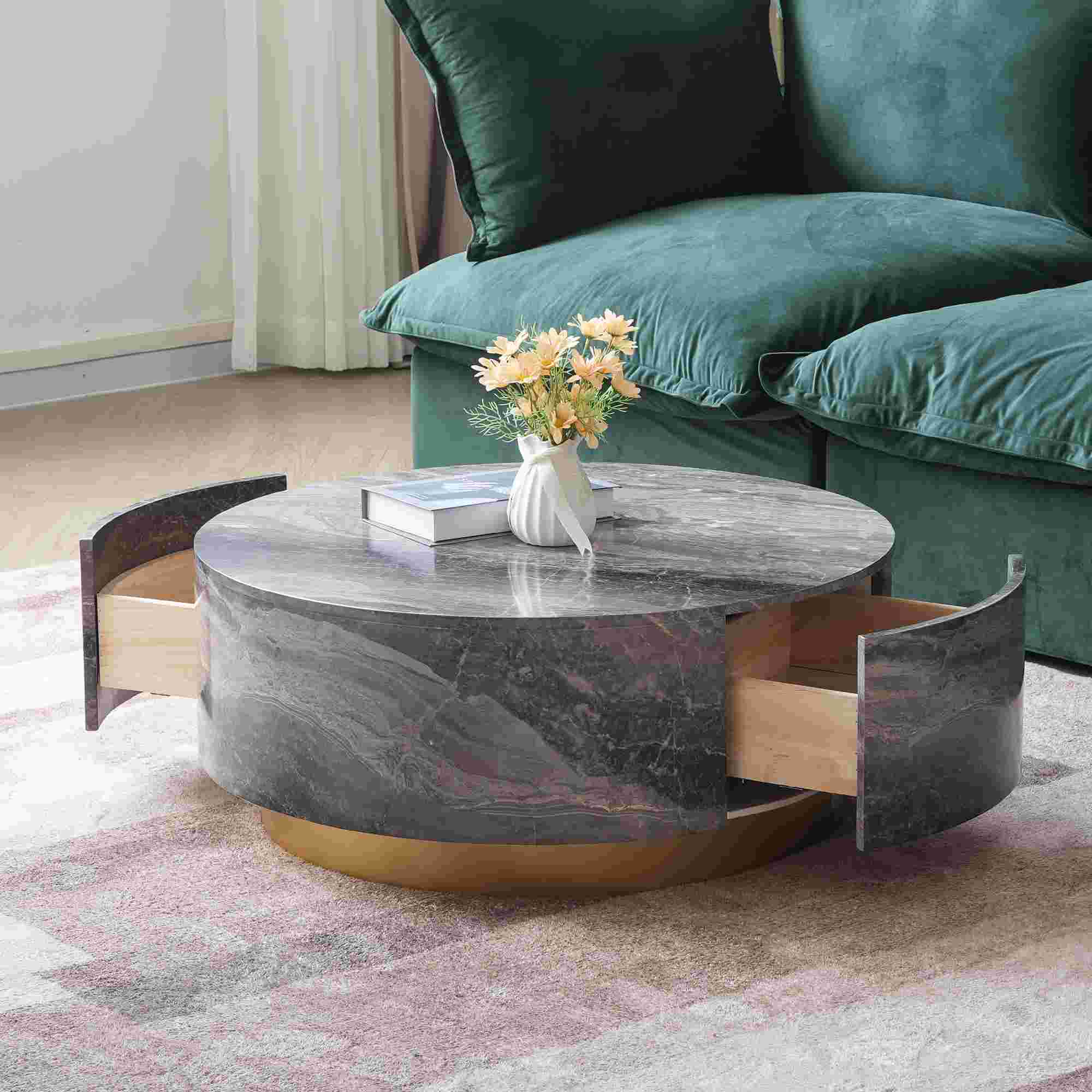 Tavola Fiorita Round Coffee Table Black and Grey