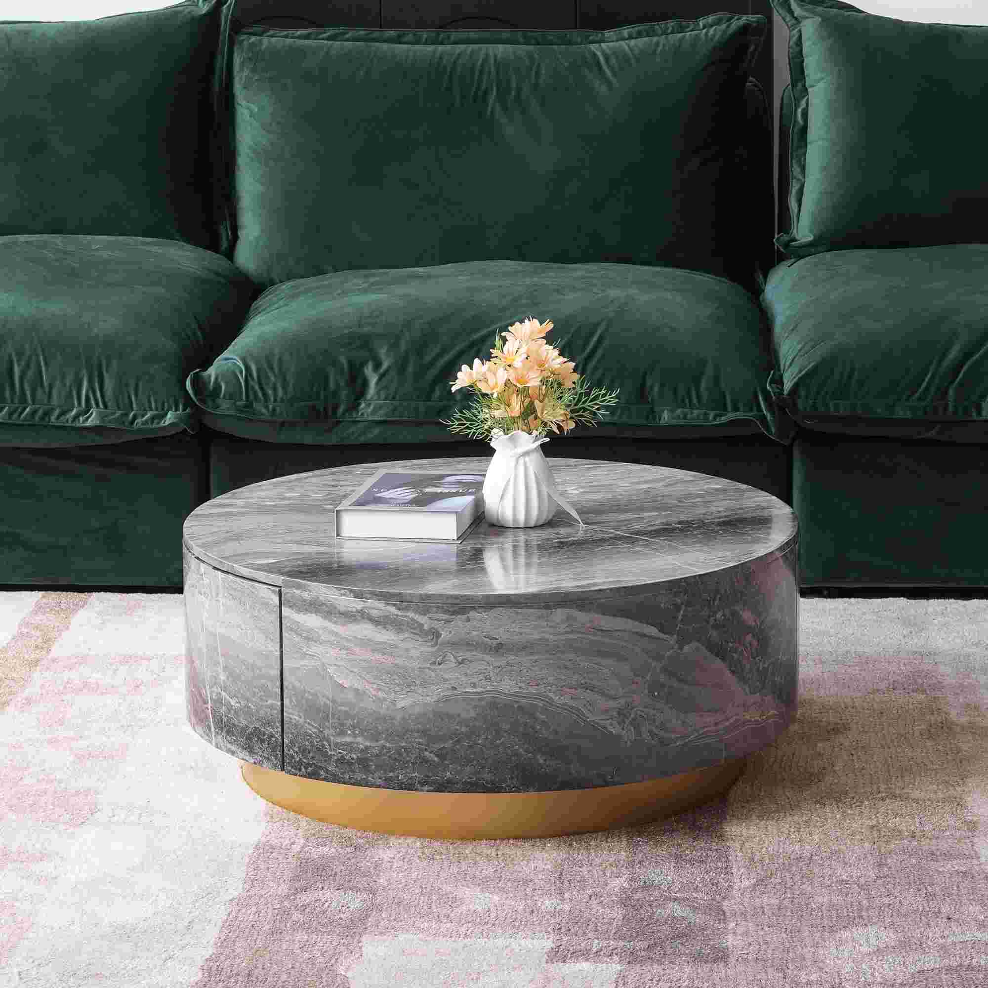 Tavola Fiorita Round Coffee Table Black and Grey