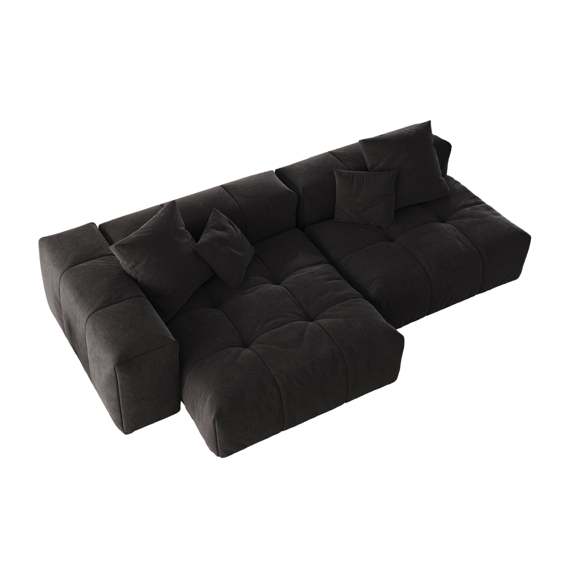 Pixel Classic | 91.77″ Black Linen Modular Loveseat Sofa