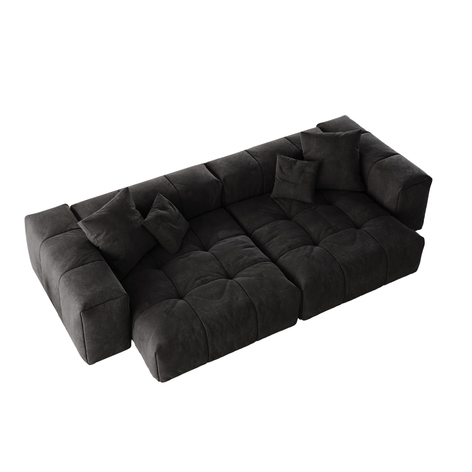 Pixel Classic | Love Seater Black Modular Sofa With Armrests