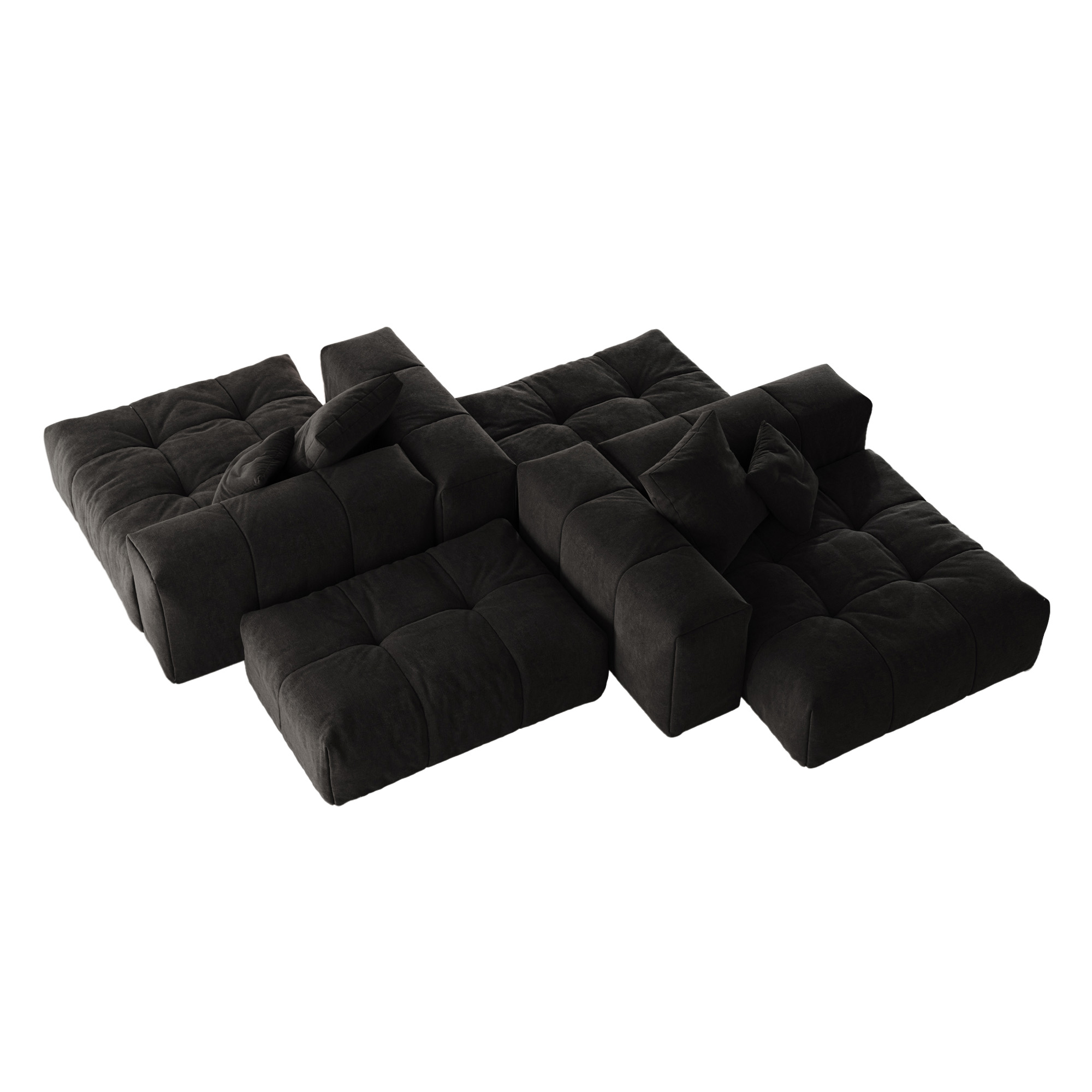 Pixel Classic | Black Sectional Sofa Lazy 4-Pieces Set