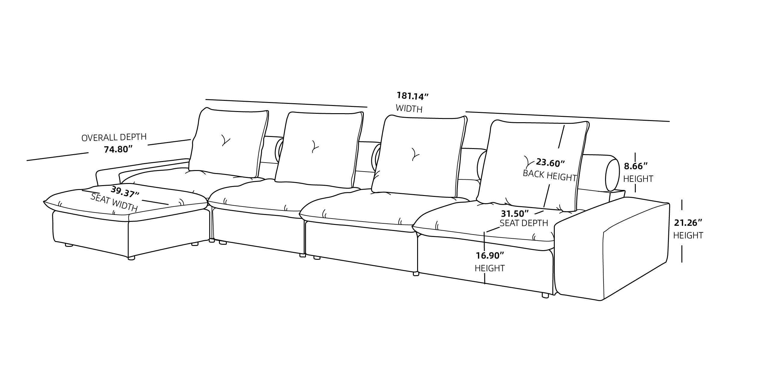 L-shaped 4-seater MH-SF136