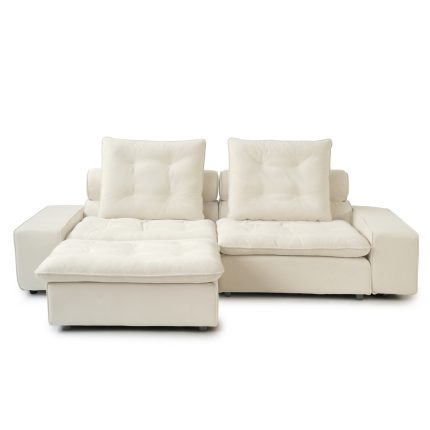 beige loveseat with 1 ottoman