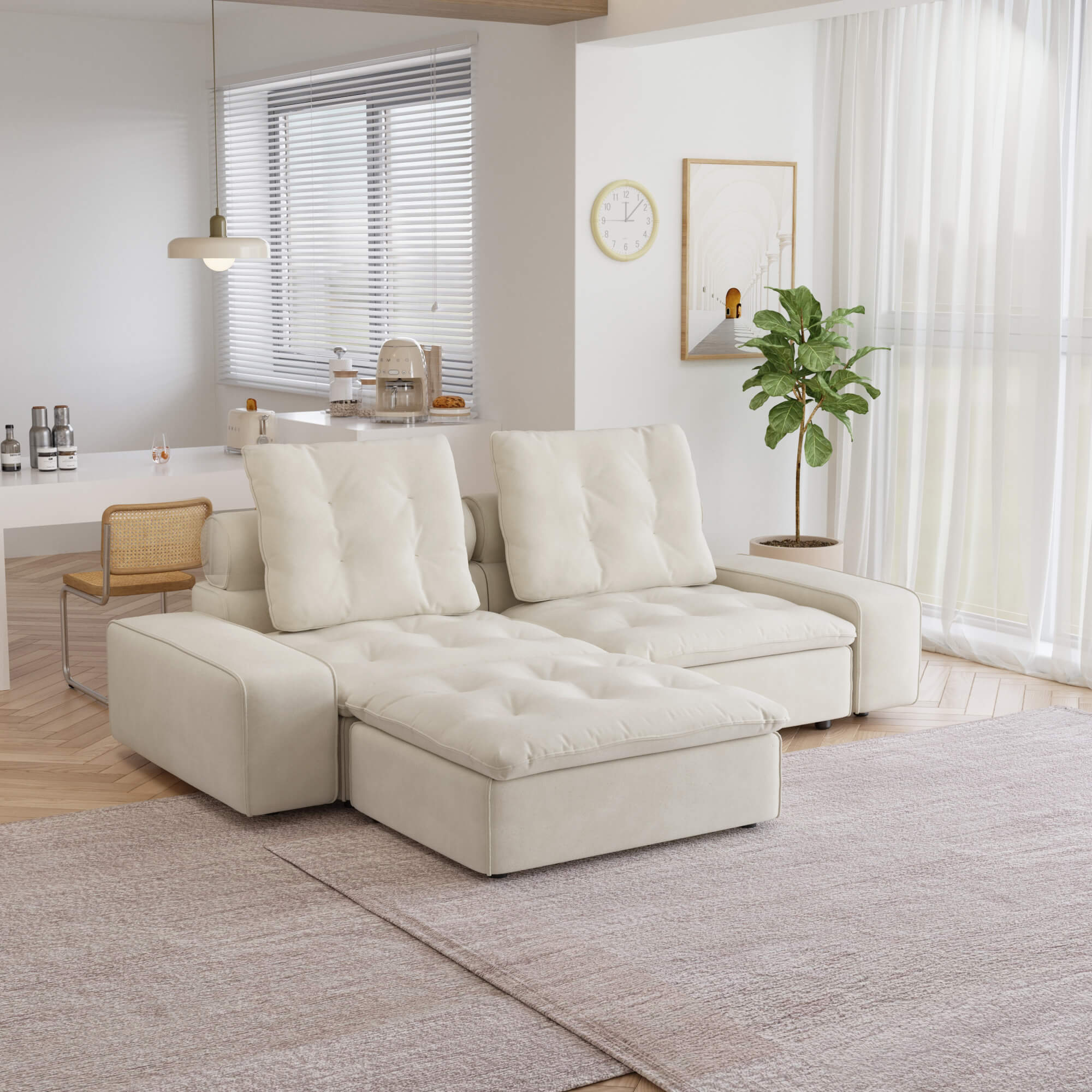 Sky Cloud Loveseat with 1 Ottoman Adjustable Sofa