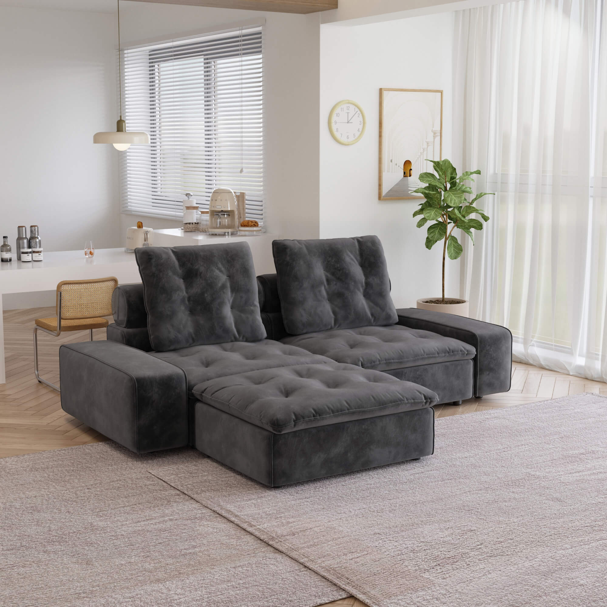 Sky Cloud Loveseat with 1 Ottoman Adjustable Sofa