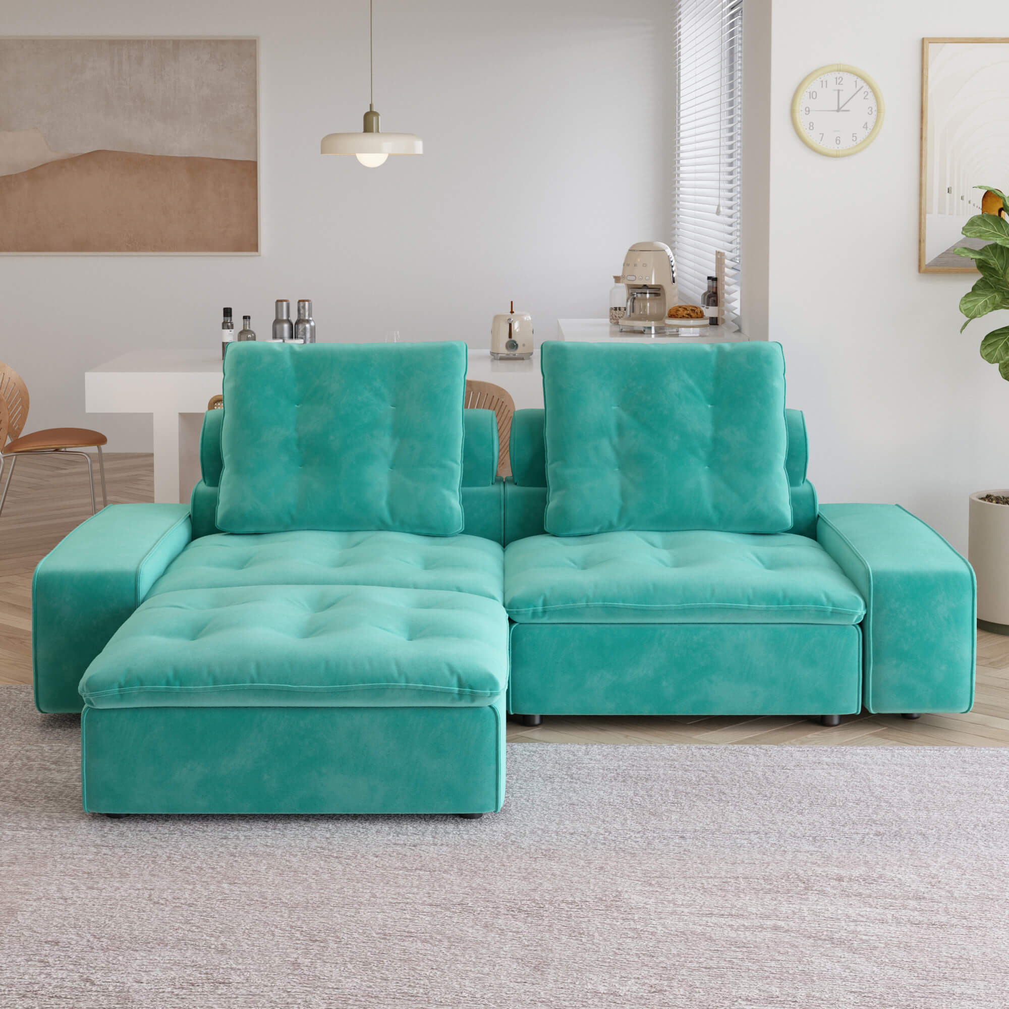 Sky Cloud Loveseat with 1 Ottoman Adjustable Sofa